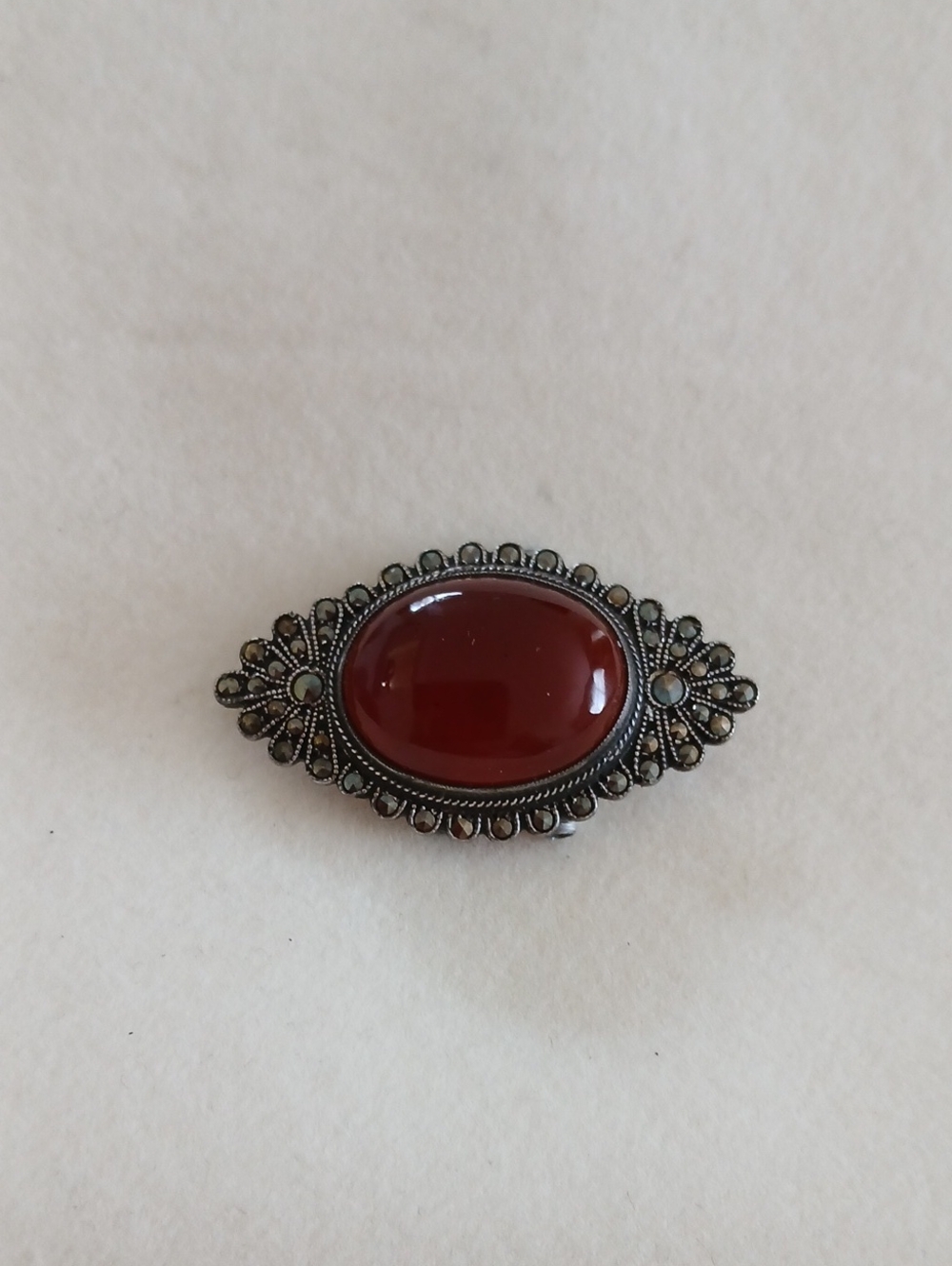 Vintage Red Cabachon Sterling  Silver 925 Spacer For Beaded Bracelet Or Necklace